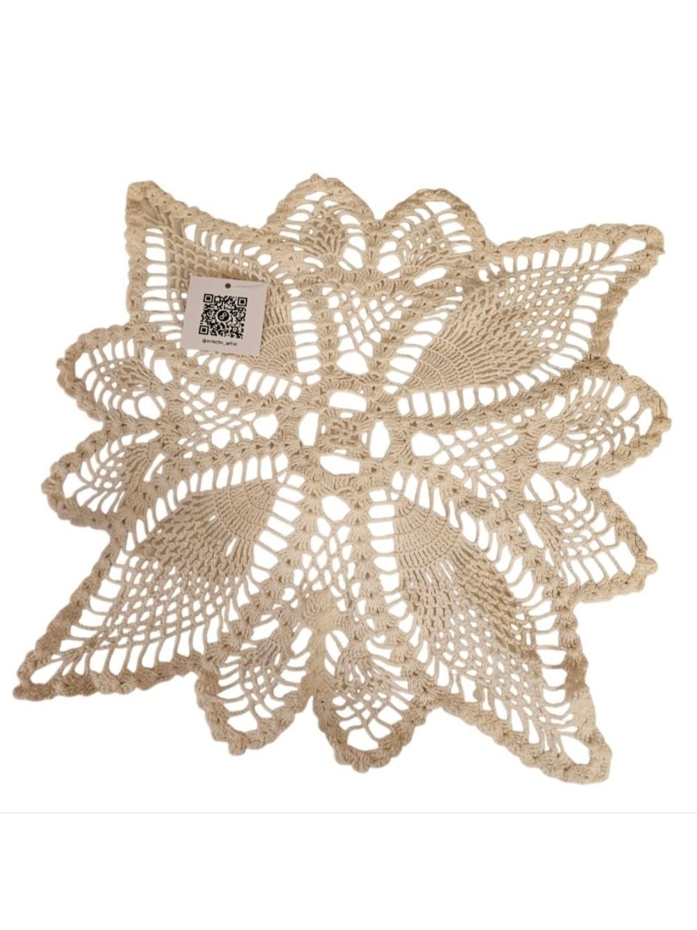 Crochet Cotton Pineapple Stitch Floral Doily Table Topper - Picture 10 of 17